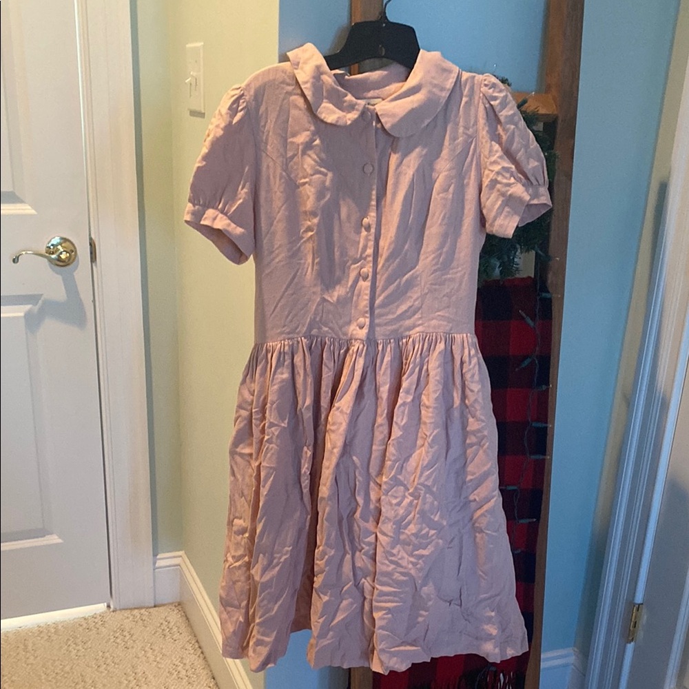 Hearts & Found Linen dress with Peter Pan Collar